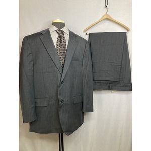 Joseph Feiss Mens Suit 47R 51" 46x27 Gray Stripe Blazer Sport Coat Jacket*